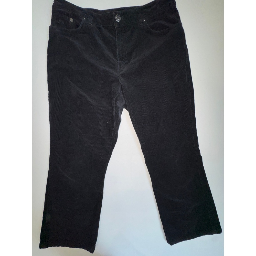 Ralph Lauren Black Corduroy Pants Womens 10 Trouser Stretch Y2K Vintage